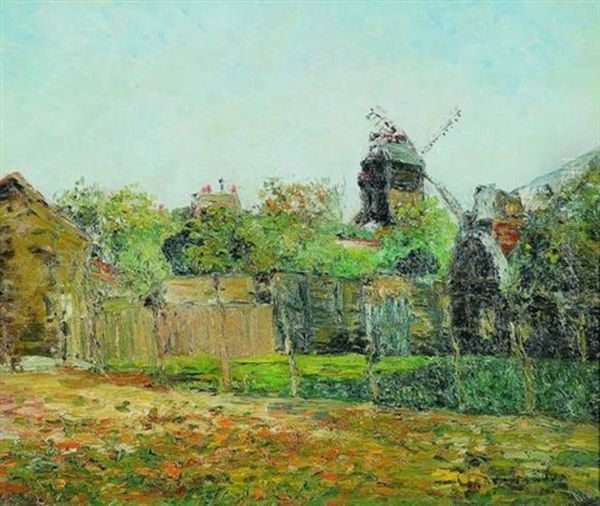 Le Moulin De La Galette A Montmartre Oil Painting by Adolphe Clary-Baroux