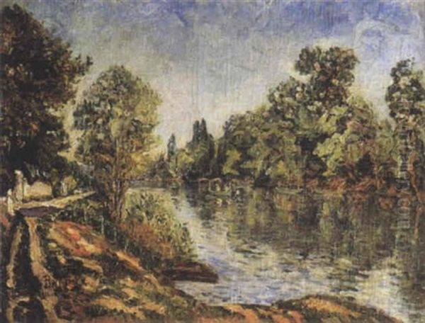 Juziers-sur-marne Oil Painting by Adolphe Clary-Baroux