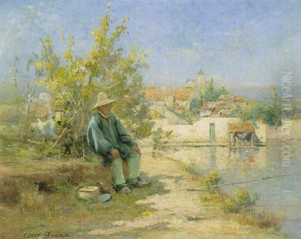 Fishing By A River Oil Painting by Adolphe Clary-Baroux