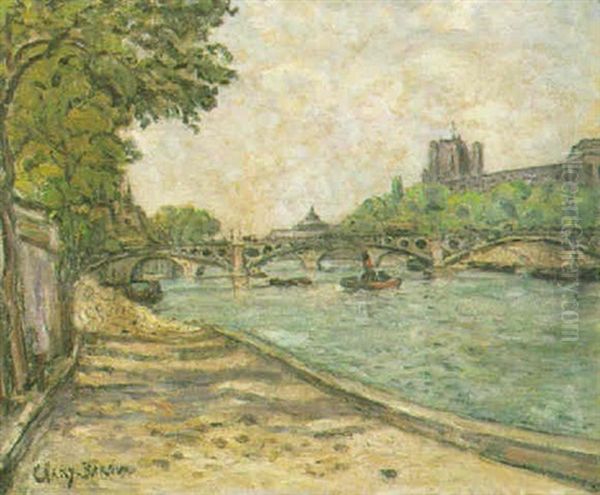 La Seine, Paris Oil Painting by Adolphe Clary-Baroux