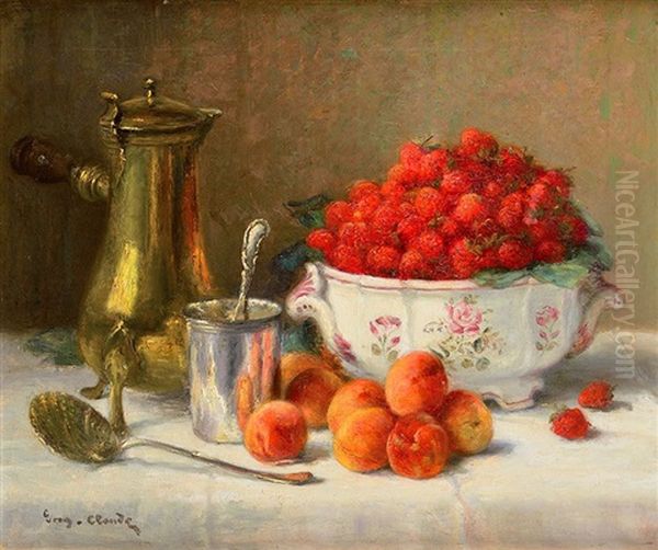 Nature Morte Aux Fraises Et Abricots Oil Painting by Eugene Claude