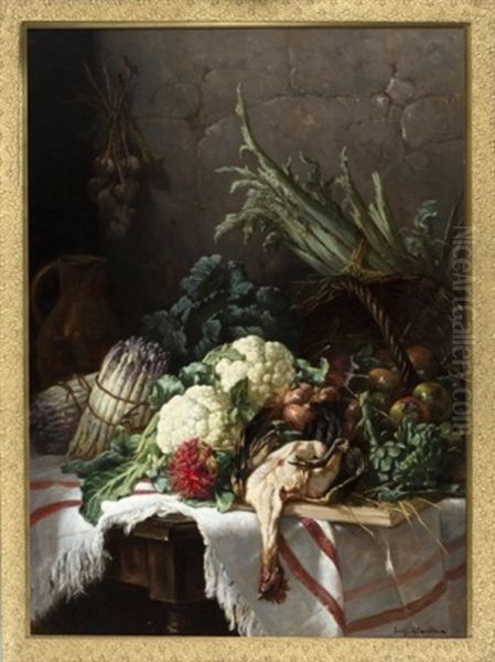 Still Life With Vegetables And Chicken by Eugene Claude