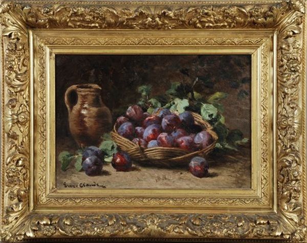 Panier De Prunes Et Pichet Oil Painting by Eugene Claude