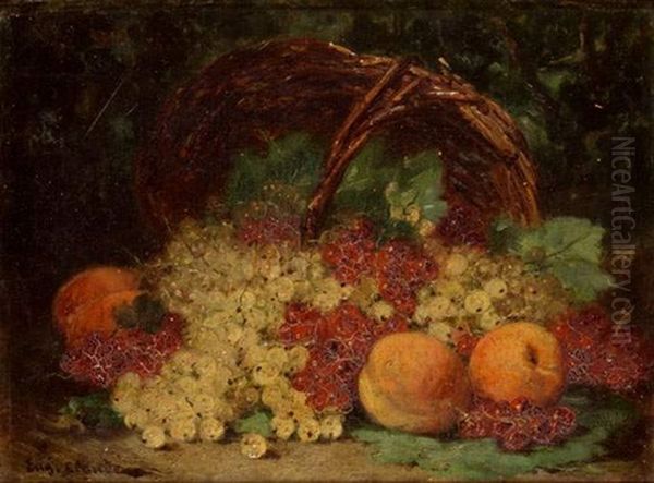 Nature Morte Aux Groseilles Et Aux Peches Oil Painting by Eugene Claude