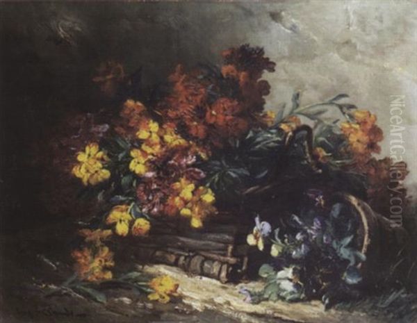 Levkojen Und Veilchen In Korb Oil Painting by Eugene Claude