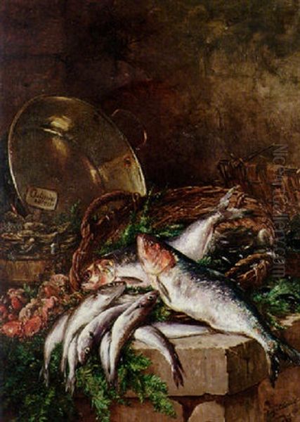 Still Life With Seafood Oil Painting by Eugene Claude