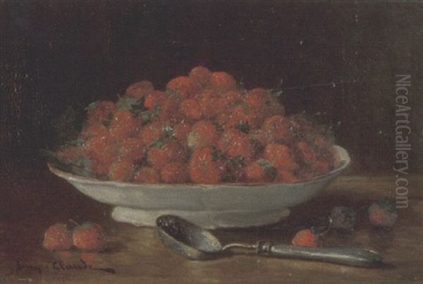 Stilleben Mit Erdbeeren In Porzellanschale Oil Painting by Eugene Claude