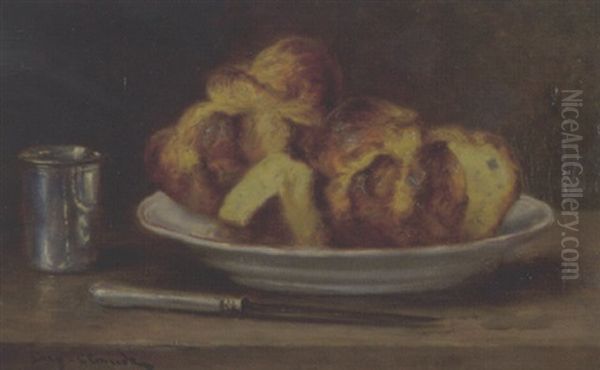 Stilleben Mit Brioches Und Silberbecher Oil Painting by Eugene Claude