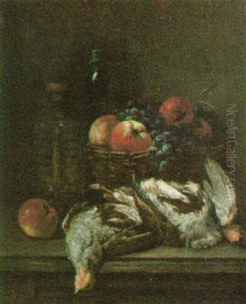 Still Life Of Fruit And Dead Game Oil Painting by Eugene Claude