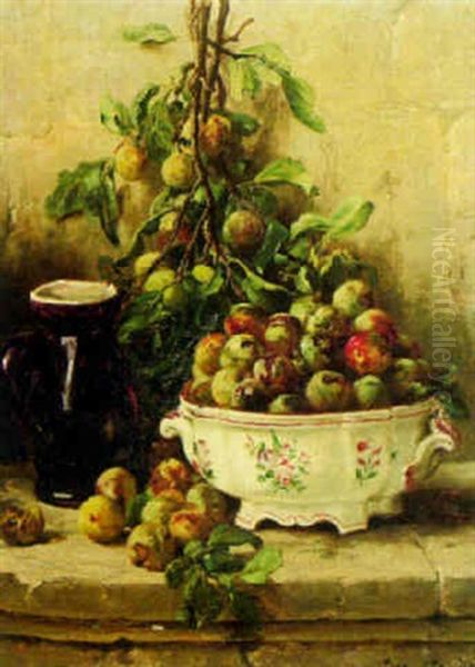 Still Life With Apples And Ceramics Oil Painting by Eugene Claude