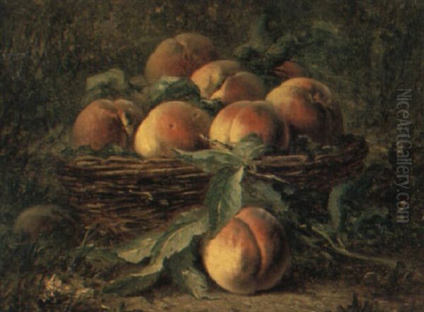 A Basket Of Peaches Oil Painting by Eugene Claude