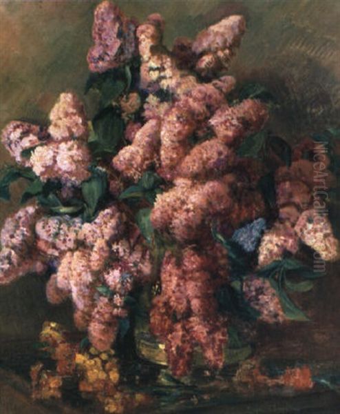 Still Life With Lilacs In A Bowl Oil Painting by Eugene Claude