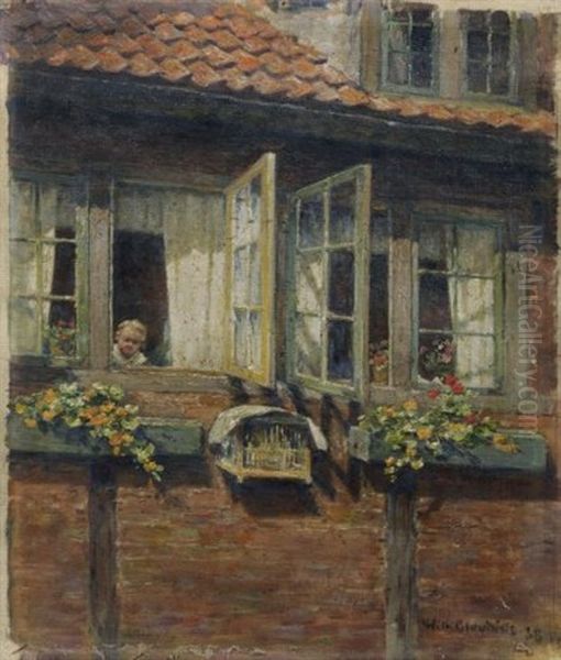 Madchen Am Fenster Oil Painting by Wilhelm Ludwig Heinrich Claudius