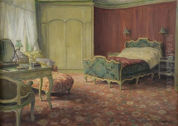 Bedroom Interior Oil Painting by Wilhelm Ludwig Heinrich Claudius