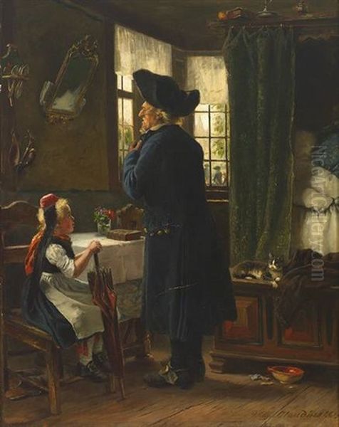 Grosvater Richtet Sich In Der Stube Zum Kirchgang Oil Painting by Wilhelm Ludwig Heinrich Claudius