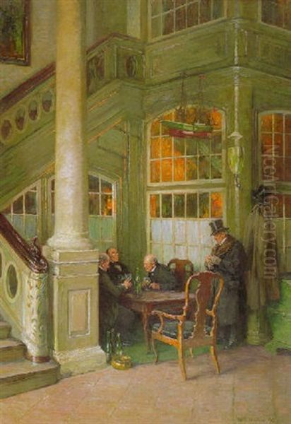 Stammtisch In Einem Lubecker Patrizierhaus Oil Painting by Wilhelm Ludwig Heinrich Claudius