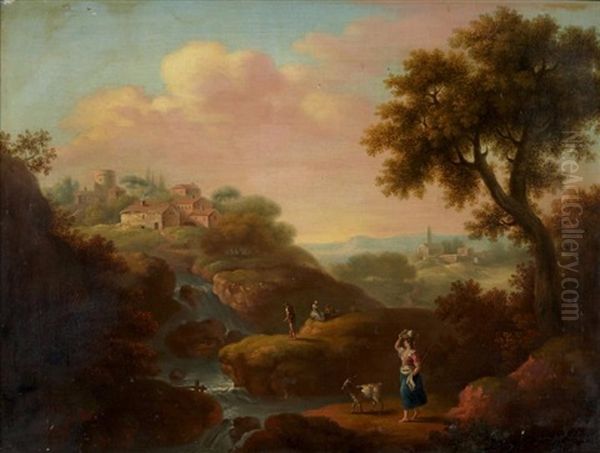 Bergere Sur Fond De Paysage Oil Painting by Jean Baptiste Charles Claudot