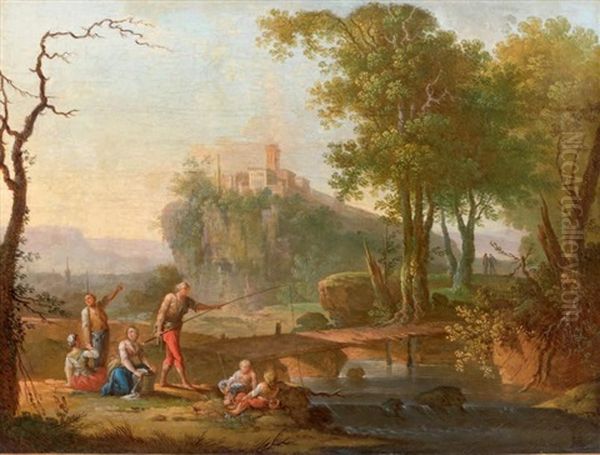 La Peche Oil Painting by Jean Baptiste Charles Claudot