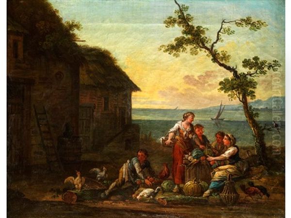 Landliche Figurengruppe Oil Painting by Jean Baptiste Charles Claudot