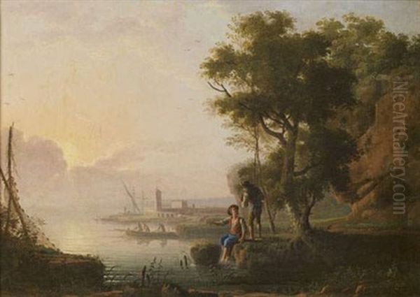 Scene De Peche by Jean Baptiste Charles Claudot