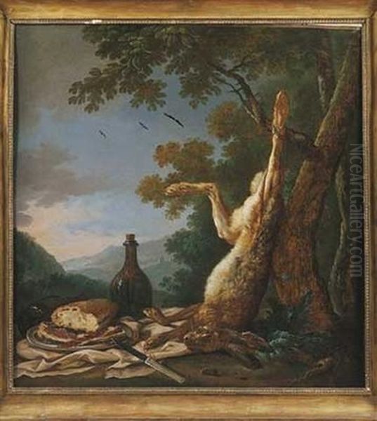 Nature Morte Au Lievre Dans Un Paysage by Jean Baptiste Charles Claudot