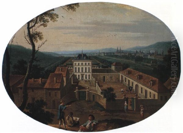 Vue D'un Chateau En Perspective Des Environs De Nancy Oil Painting by Jean Baptiste Charles Claudot