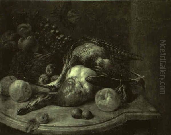 Nature Morte Aux Fruits Et Canard Oil Painting by Jean Baptiste Charles Claudot