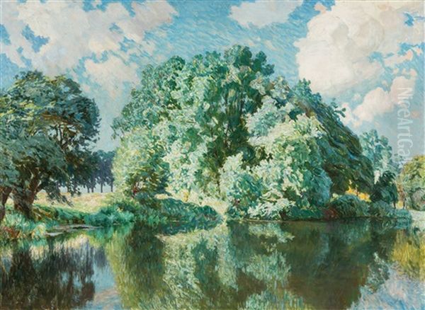 Borders Of The River Lys In Summer Oil Painting by Emile Claus