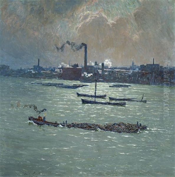 Light Reflections On The Thames (1916) Oil Painting by Emile Claus