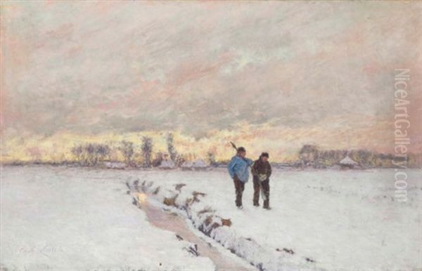 Snow Oil Painting by Emile Claus