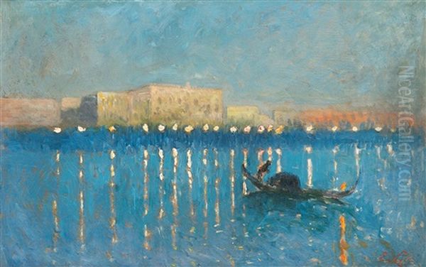 Night In Venice (1906) Oil Painting by Emile Claus