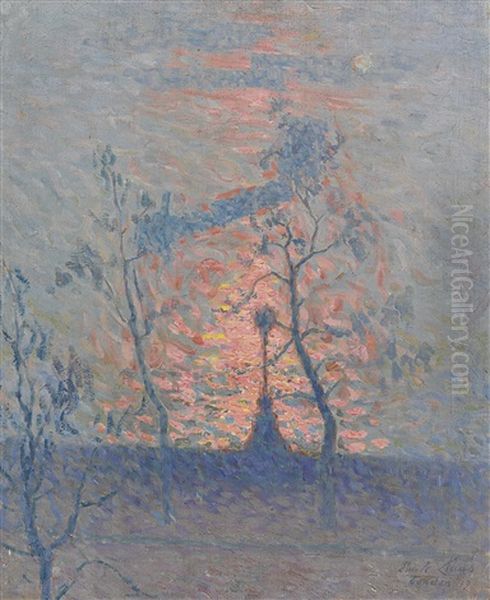 Coucher De Soleil Sur La Tamise Oil Painting by Emile Claus