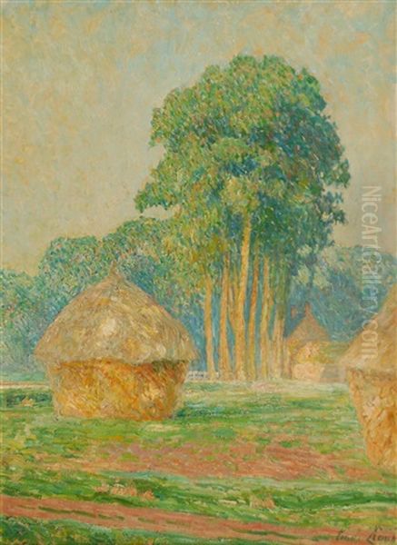 Paysage Aux Meules De Foin Oil Painting by Emile Claus