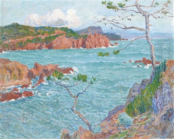 Vue De Mer A La Cote D'azur - Les Trayas Oil Painting by Emile Claus