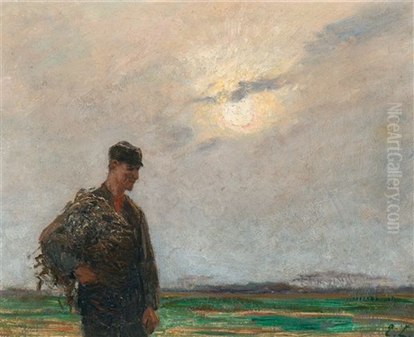 Paysan Dans Son Champ (ca. 1890-1892) Oil Painting by Emile Claus