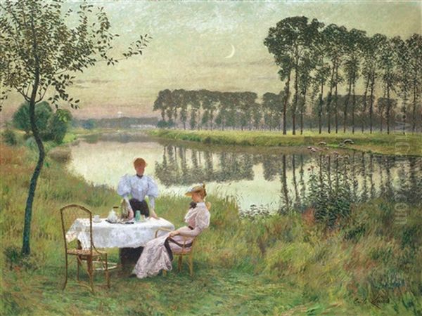 Soiree D'ete Oil Painting by Emile Claus