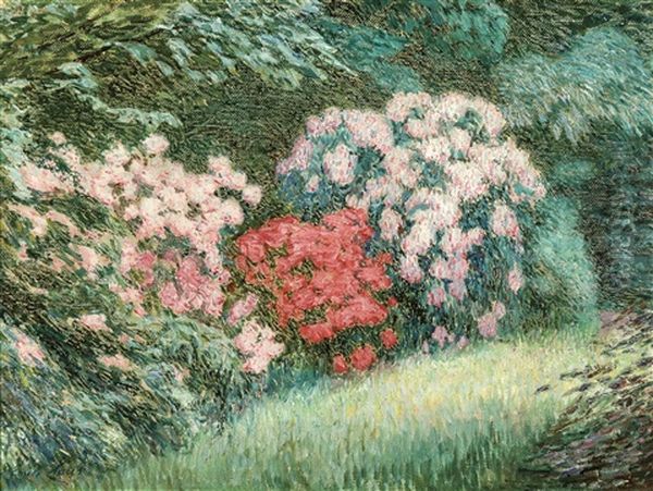 Les Rhododendrons Oil Painting by Emile Claus