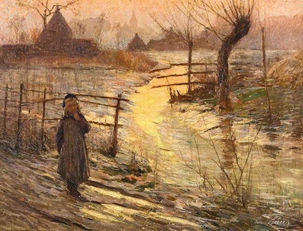 Jeune Fille Au Bord De L'etang Oil Painting by Emile Claus