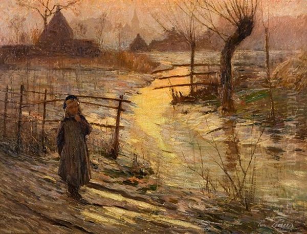 Jeune Fille Au Bord De L'etang Oil Painting by Emile Claus