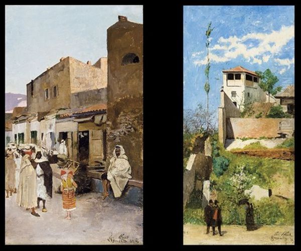 Quartier Arabe A Tlemcen (+ Une Vue A Grenade, Smllr; 2 Works) Oil Painting by Emile Claus