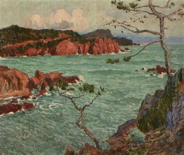 Vue De Mer A La Cote D'azur - Les Trayas Oil Painting by Emile Claus