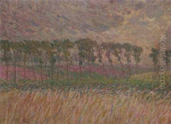 Landscape With Corn Fields Oil Painting by Emile Claus