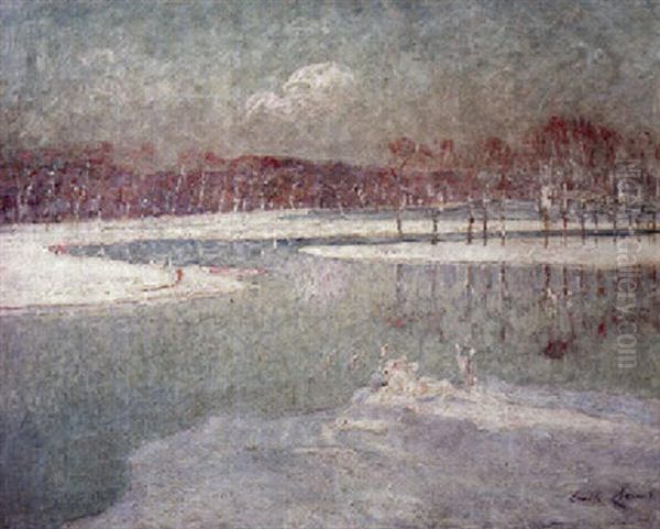 The River Leie In Winter Oil Painting by Emile Claus