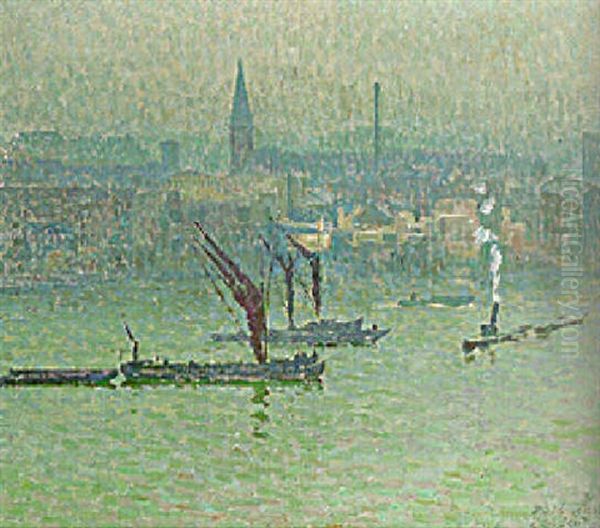 Shipping On The Thames, London Oil Painting by Emile Claus