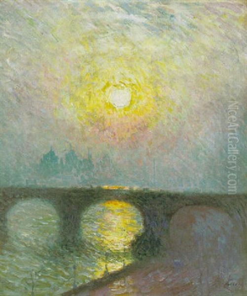 Zon Over Waterloo Bridge (london) Oil Painting by Emile Claus