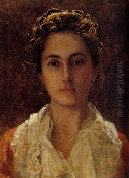 A Portrait Of The Artist's Wife Oil Painting by Emile Claus