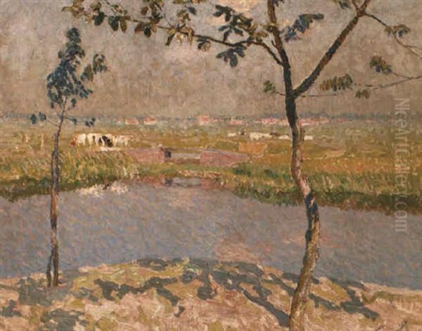 A Summer Landscape With A Stream Oil Painting by Emile Claus