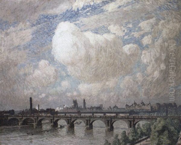 Waterloo Bridge Ensoleille Oil Painting by Emile Claus