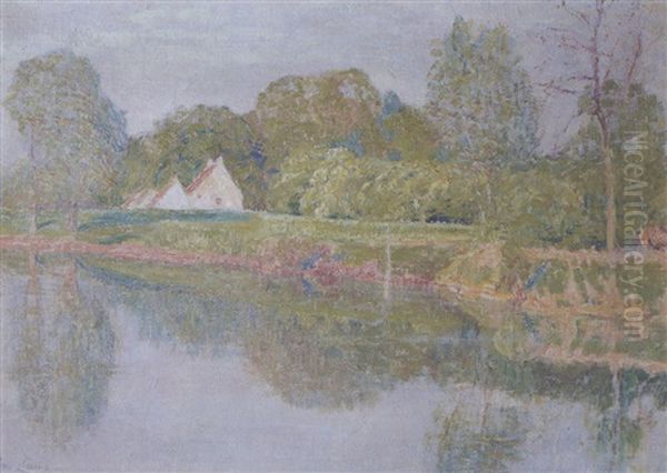 Paysage Sur La Lys: Un Matin De Mai Oil Painting by Emile Claus