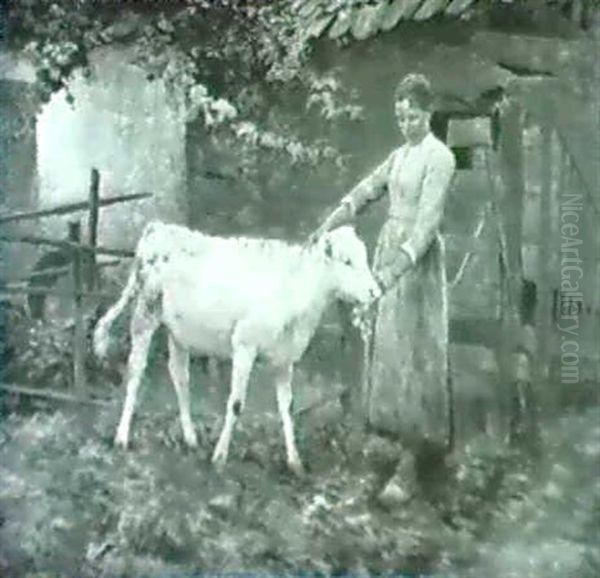 Feeding Her Pet Oil Painting by Emile Claus